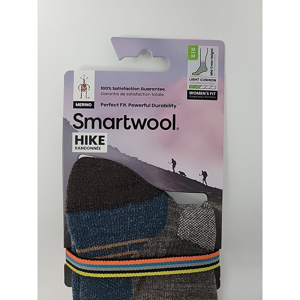 NWT Smartwool Hike Womens Taupe Print Mid Crew Socks Medium M - Picture 2 of 7
